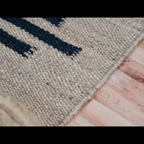 Stair Decor Hand Loomed Natural Jute Hemp Rug with Black Stripes - Image 6