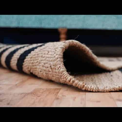 Stair Decor Hand Loomed Natural Jute Hemp Rug with Black Stripes - Image 8
