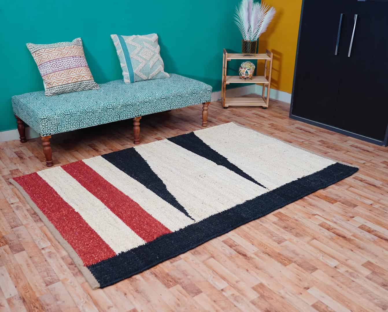 Handmade Multicolor Jute Hemp Rug - Image 3