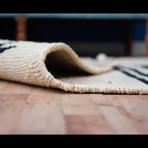 Off White and Black Hand Loomed Jute Hemp Rug - Image 6
