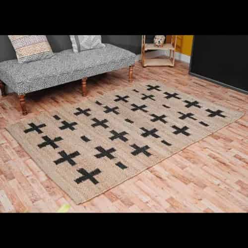 Black Plus Design Hand Loomed Natural Jute Hemp Rug - Image 8