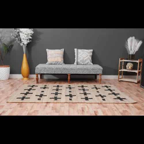 Black Plus Design Hand Loomed Natural Jute Hemp Rug - Image 1
