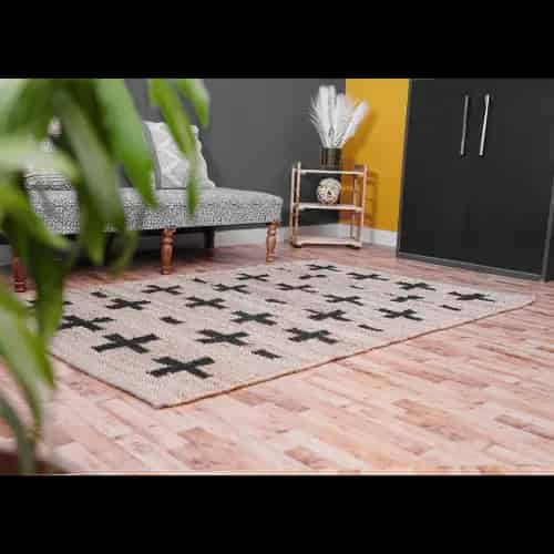 Black Plus Design Hand Loomed Natural Jute Hemp Rug - Image 10