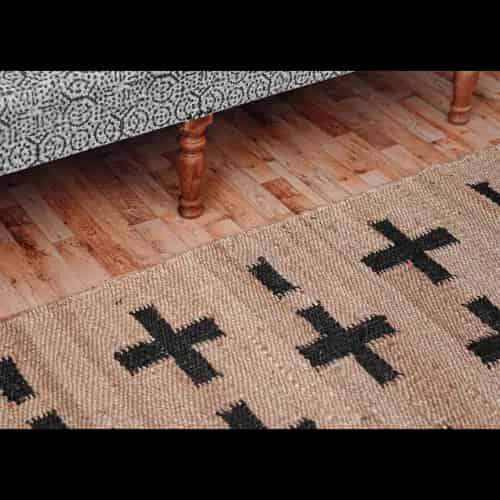 Black Plus Design Hand Loomed Natural Jute Hemp Rug - Image 6