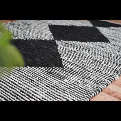 Black and White Handmade Jute Hemp Rug - Image 9
