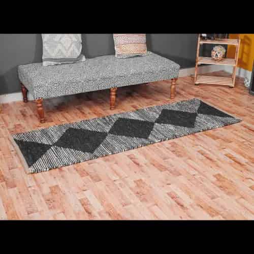 Black and White Handmade Jute Hemp Rug - Image 6