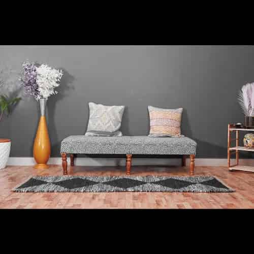 Black and White Handmade Jute Hemp Rug - Image 7