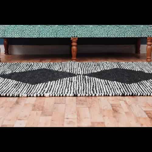 Black and White Handmade Jute Hemp Rug - Image 8