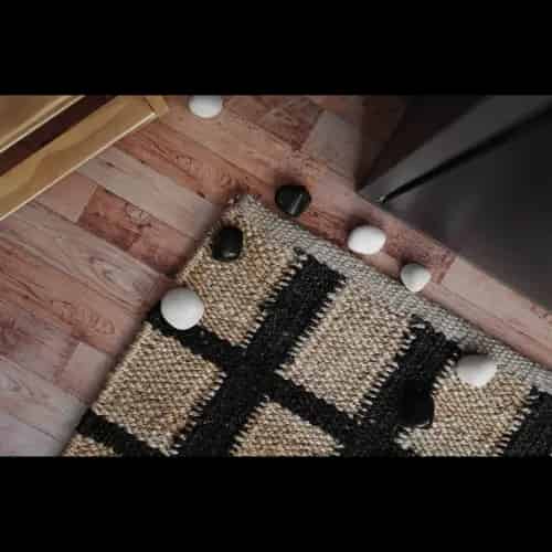 Beige and Black Box Design Jute Hemp Rug - Image 9