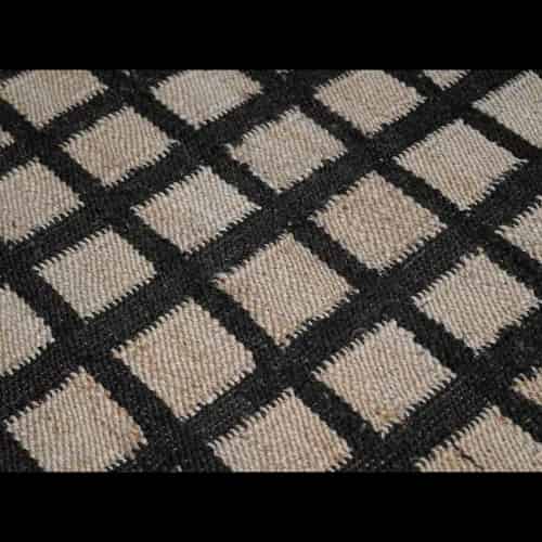Beige and Black Box Design Jute Hemp Rug - Image 11