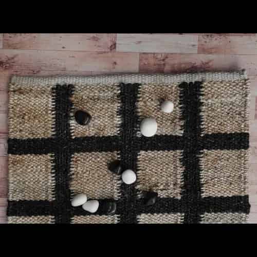 Beige and Black Box Design Jute Hemp Rug - Image 2