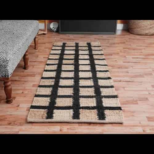 Beige and Black Box Design Jute Hemp Rug - Image 5