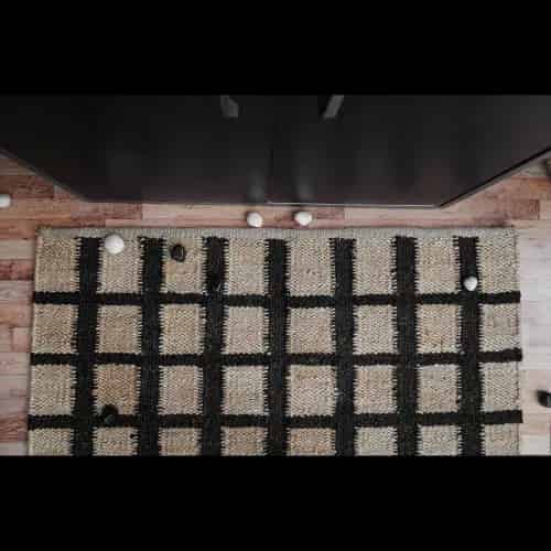 Beige and Black Box Design Jute Hemp Rug - Image 8