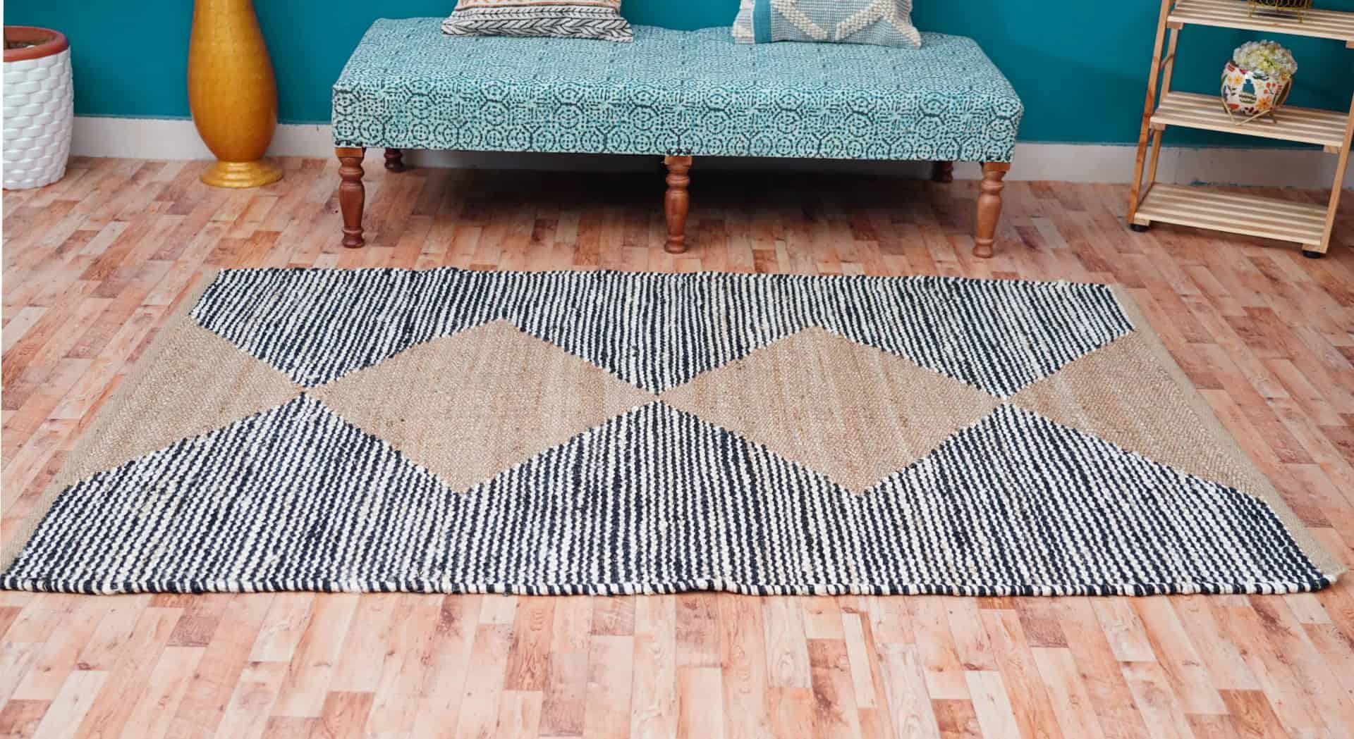 Home and Living Room Decor Hand Loomed Jute Hemp Rug - Image 2