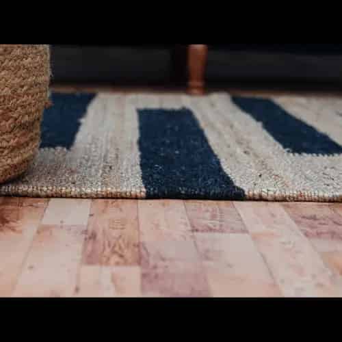 Indian Handwoven Natural Jute Hemp Rug with Black Stripes  - Image 7