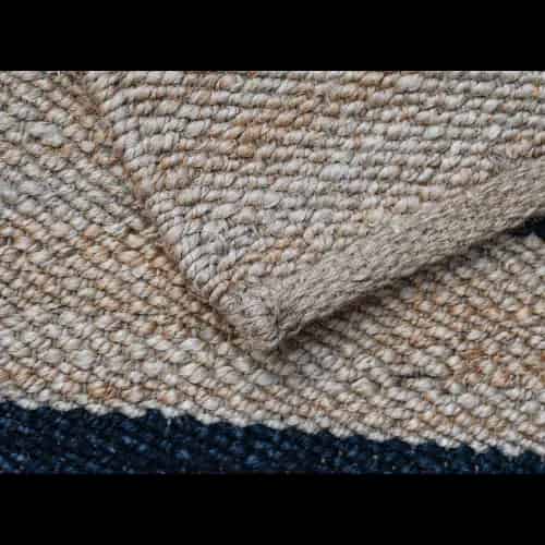 Indian Handwoven Natural Jute Hemp Rug with Black Stripes  - Image 5