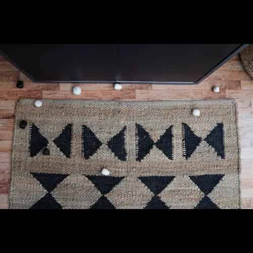 Stair Decor Handwoven Black and Beige Jute Hemp Rug - Image 6