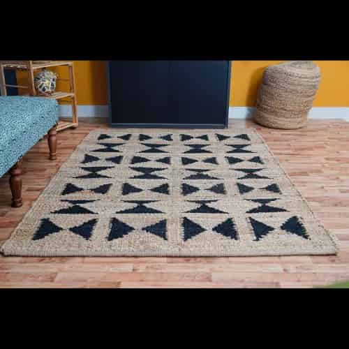 Stair Decor Handwoven Black and Beige Jute Hemp Rug - Image 7