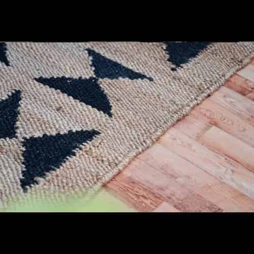 Stair Decor Handwoven Black and Beige Jute Hemp Rug - Image 9