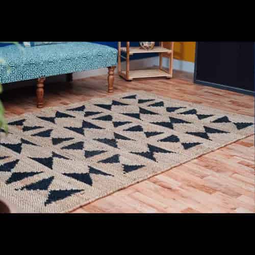 Stair Decor Handwoven Black and Beige Jute Hemp Rug - Image 11