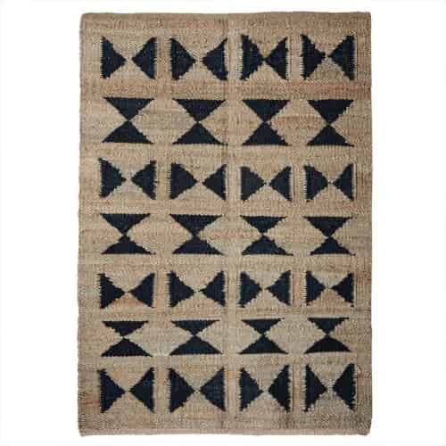 Stair Decor Handwoven Black and Beige Jute Hemp Rug - Image 1