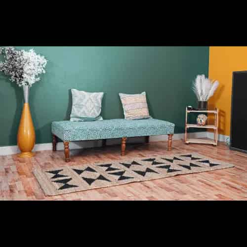 Stair Decor Handwoven Black and Beige Jute Hemp Rug - Image 3