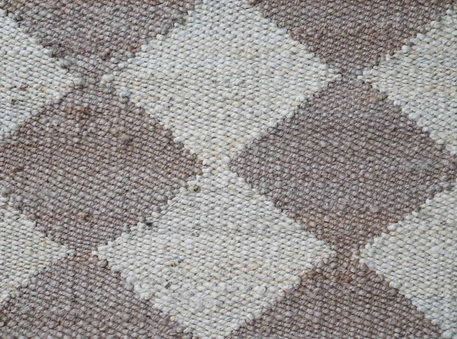 Off White and Beige Handwoven Jute Hemp Rug - Image 10