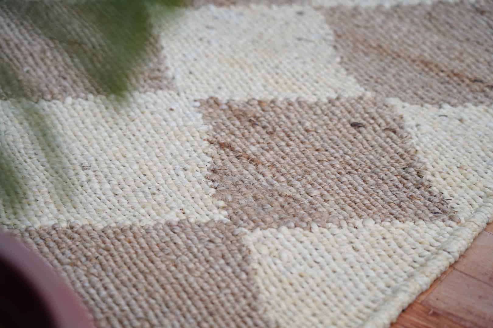 Off White and Beige Handwoven Jute Hemp Rug - Image 6