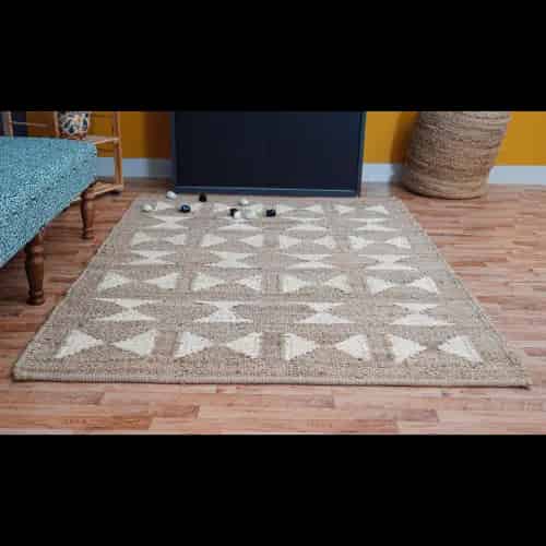 Stair Decor Handwoven Natural Jute Hemp rug with White Design - Image 8