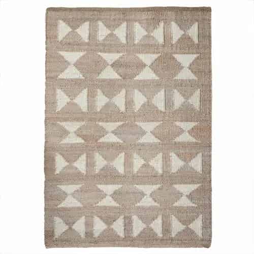 Stair Decor Handwoven Natural Jute Hemp rug with White Design - Image 2