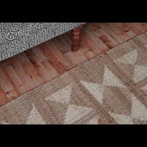 Stair Decor Handwoven Natural Jute Hemp rug with White Design - Image 3