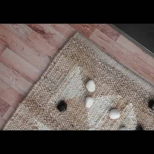 Stair Decor Handwoven Natural Jute Hemp rug with White Design - Image 4