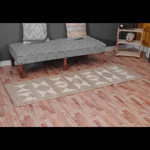 Stair Decor Handwoven Natural Jute Hemp rug with White Design - Image 7