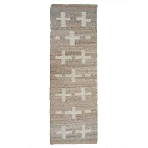 Custom Size Hand Loomed Natural Jute Hemp Rug with Off White Design - Image 8