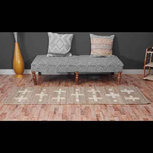 Custom Size Hand Loomed Natural Jute Hemp Rug with Off White Design - Image 3