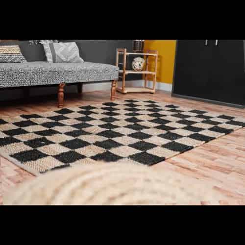 Stair Decor Hand Loomed Natural Jute Hemp Rug with Black Design - Image 7