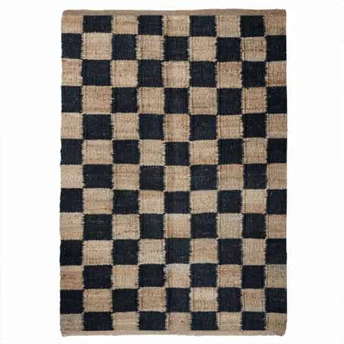 Stair Decor Hand Loomed Natural Jute Hemp Rug with Black Design - Image 2