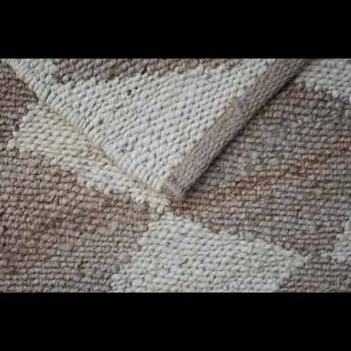 Beige and Off White Box Design Hand Loomed Jute Hemp Rug  - Image 10