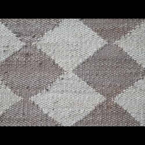 Beige and Off White Box Design Hand Loomed Jute Hemp Rug  - Image 6