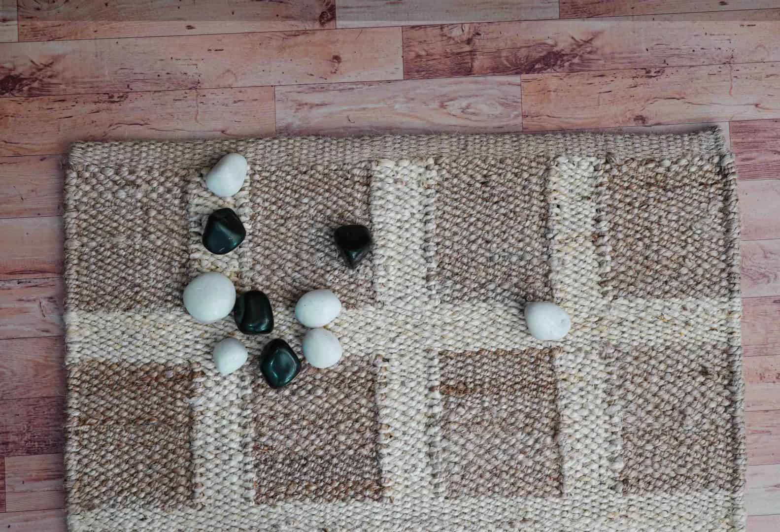 Handwoven Beige and Off White Checkered Jute Hemp Runner Rug - Image 2