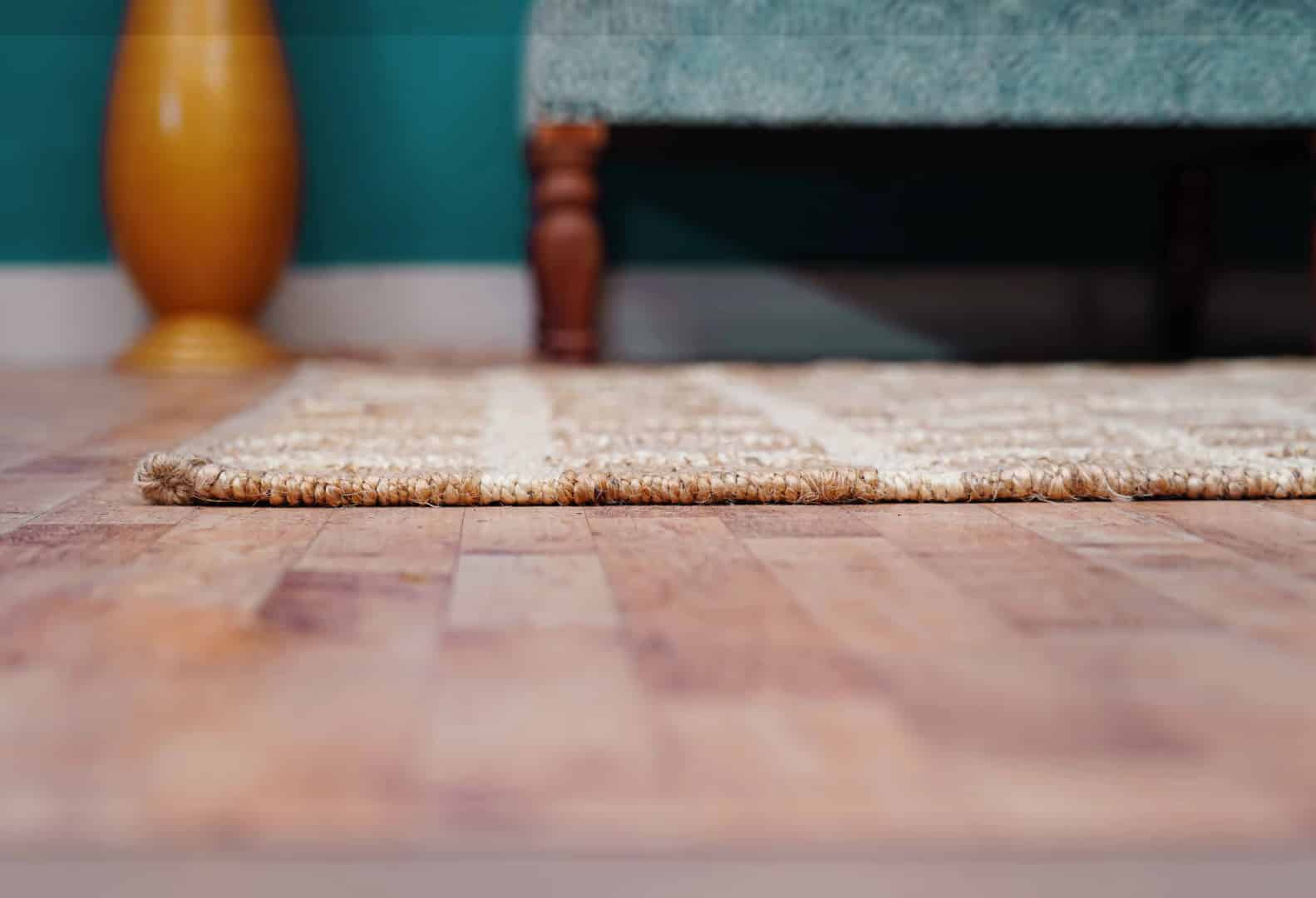 Handwoven Beige and Off White Checkered Jute Hemp Runner Rug - Image 6