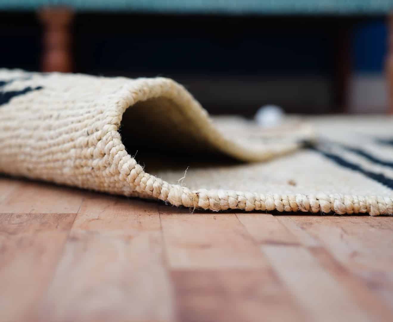 Off White with Black Design Hand Loomed Jute Hemp Runner Rug - Image 2