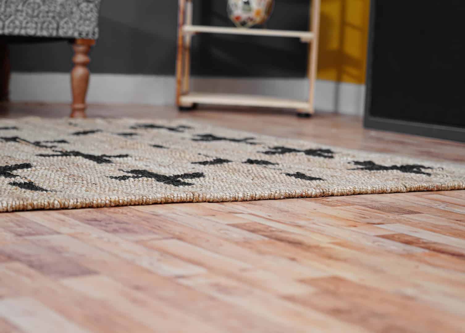 Hand Loomed Natural Jute Hemp Runner Rug with Black Plus Design - Image 7