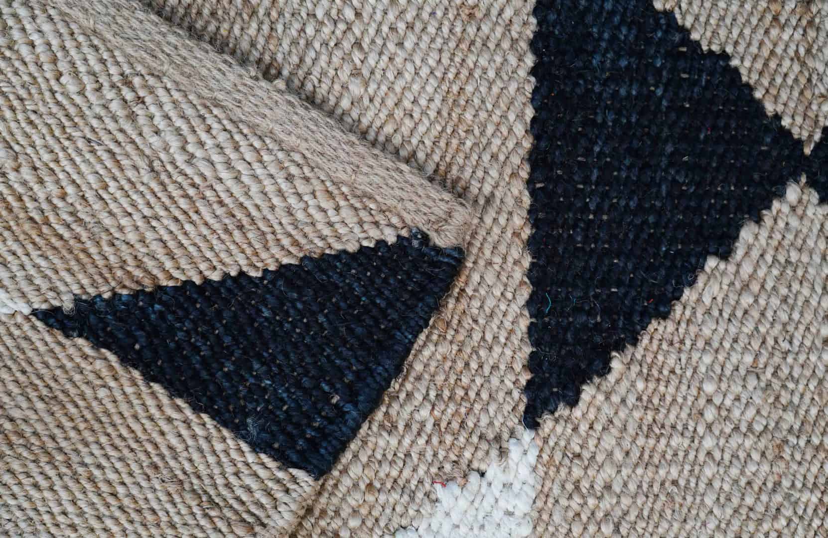 Handwoven Natural Jute Hemp Runner Rug with Black and White Design - Image 9