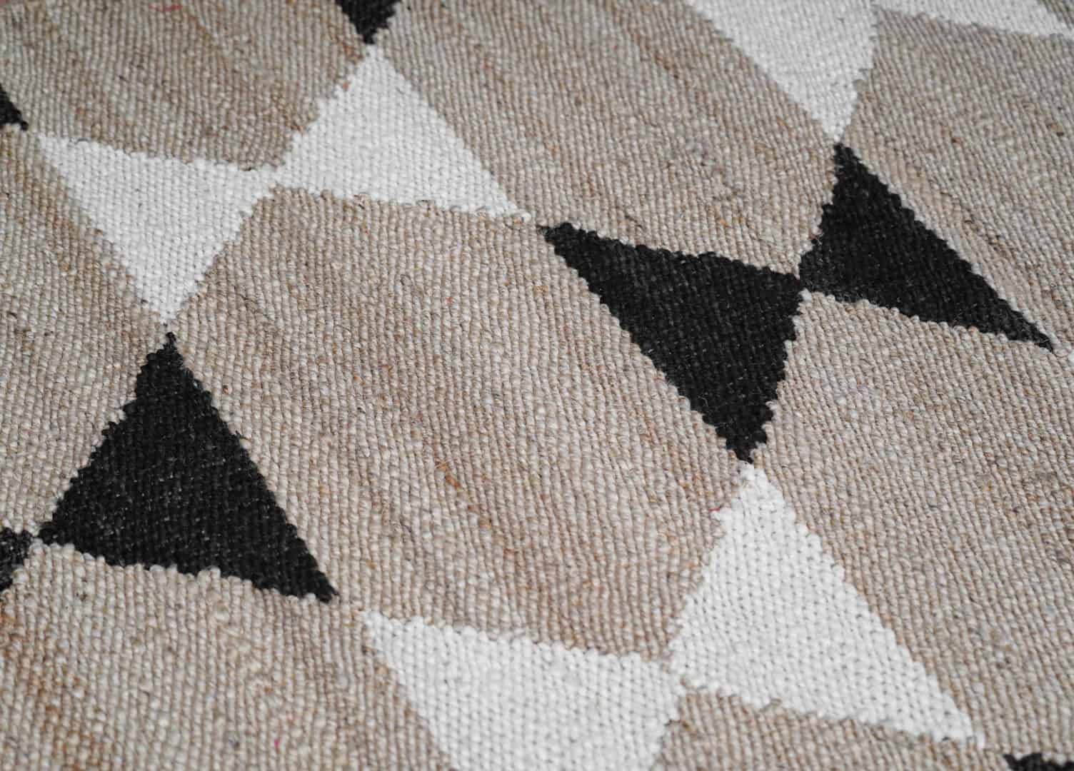 Handwoven Natural Jute Hemp Runner Rug with Black and White Design - Image 5