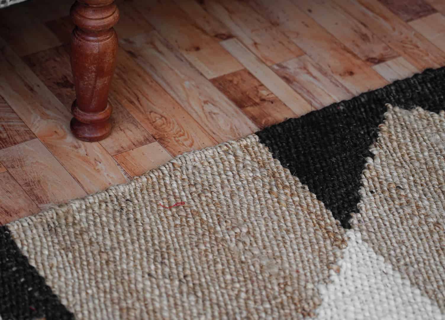 Handwoven Natural Jute Hemp Runner Rug with Black and White Design - Image 6