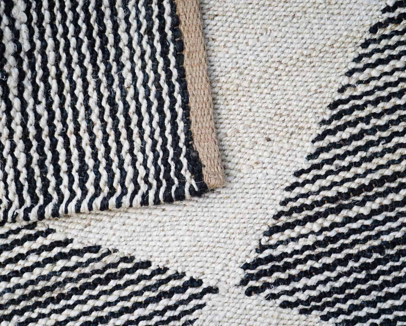 White and Black Handwoven Jute Hemp Runner Rug - Image 10