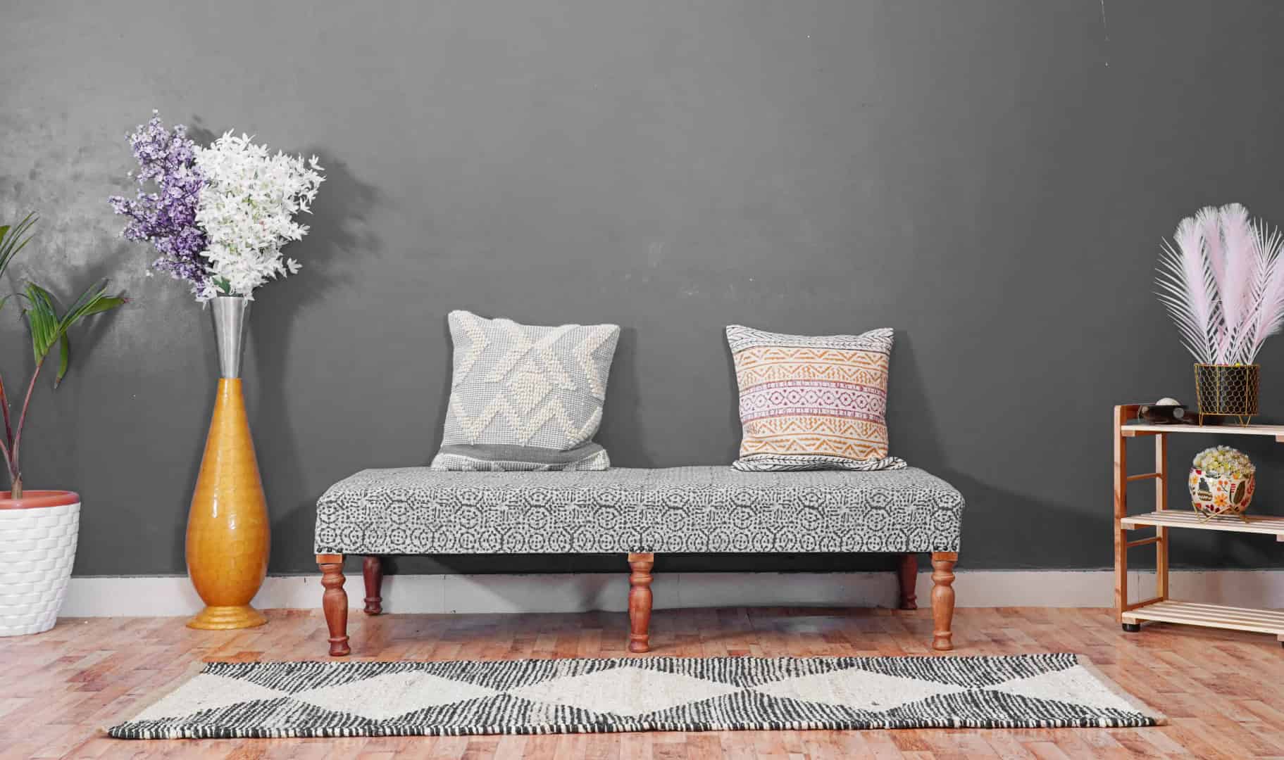 White and Black Handwoven Jute Hemp Runner Rug - Image 11