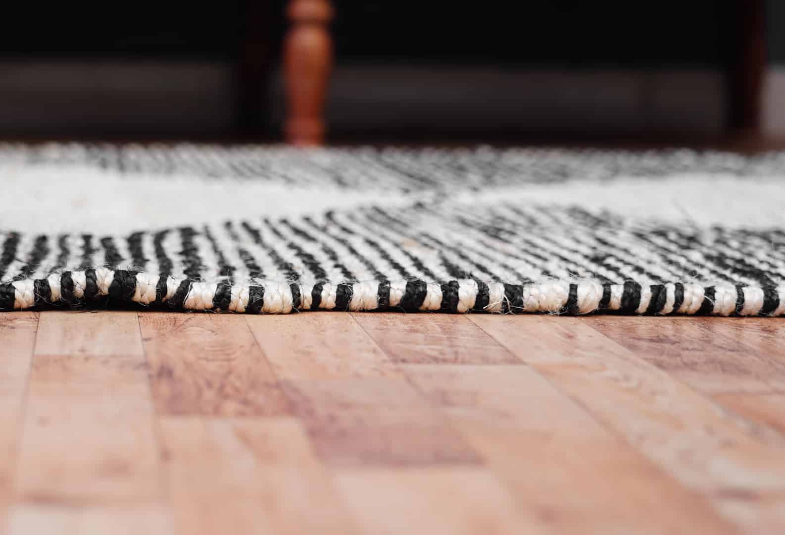 White and Black Handwoven Jute Hemp Runner Rug - Image 5