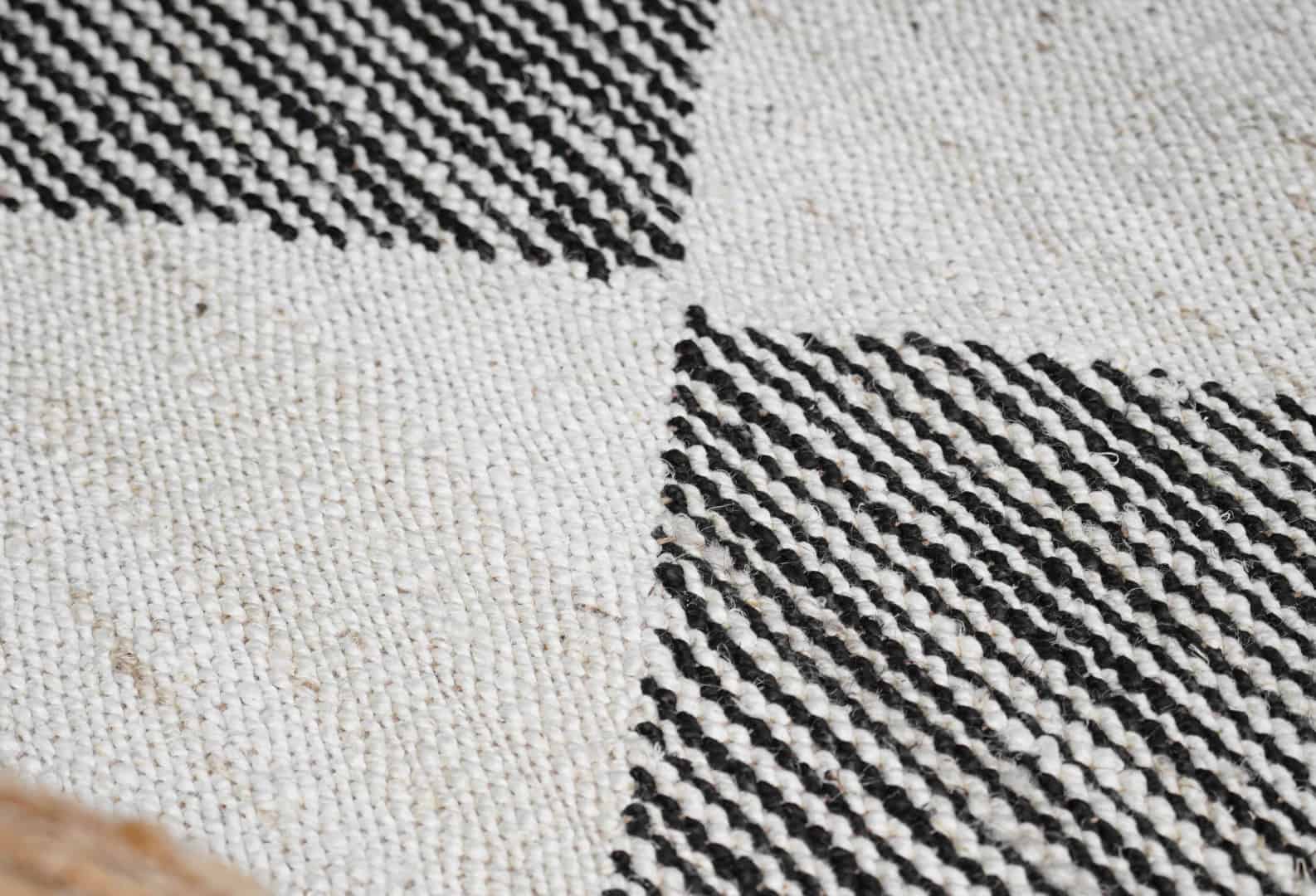 White and Black Handwoven Jute Hemp Runner Rug - Image 6